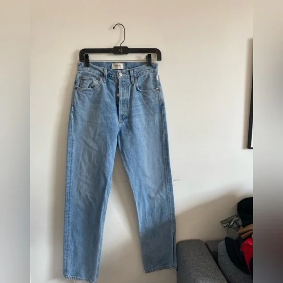 Agolde 90s Pinch Waist Light Blue Denim Jeans Size 26 - Picture 5 of 11